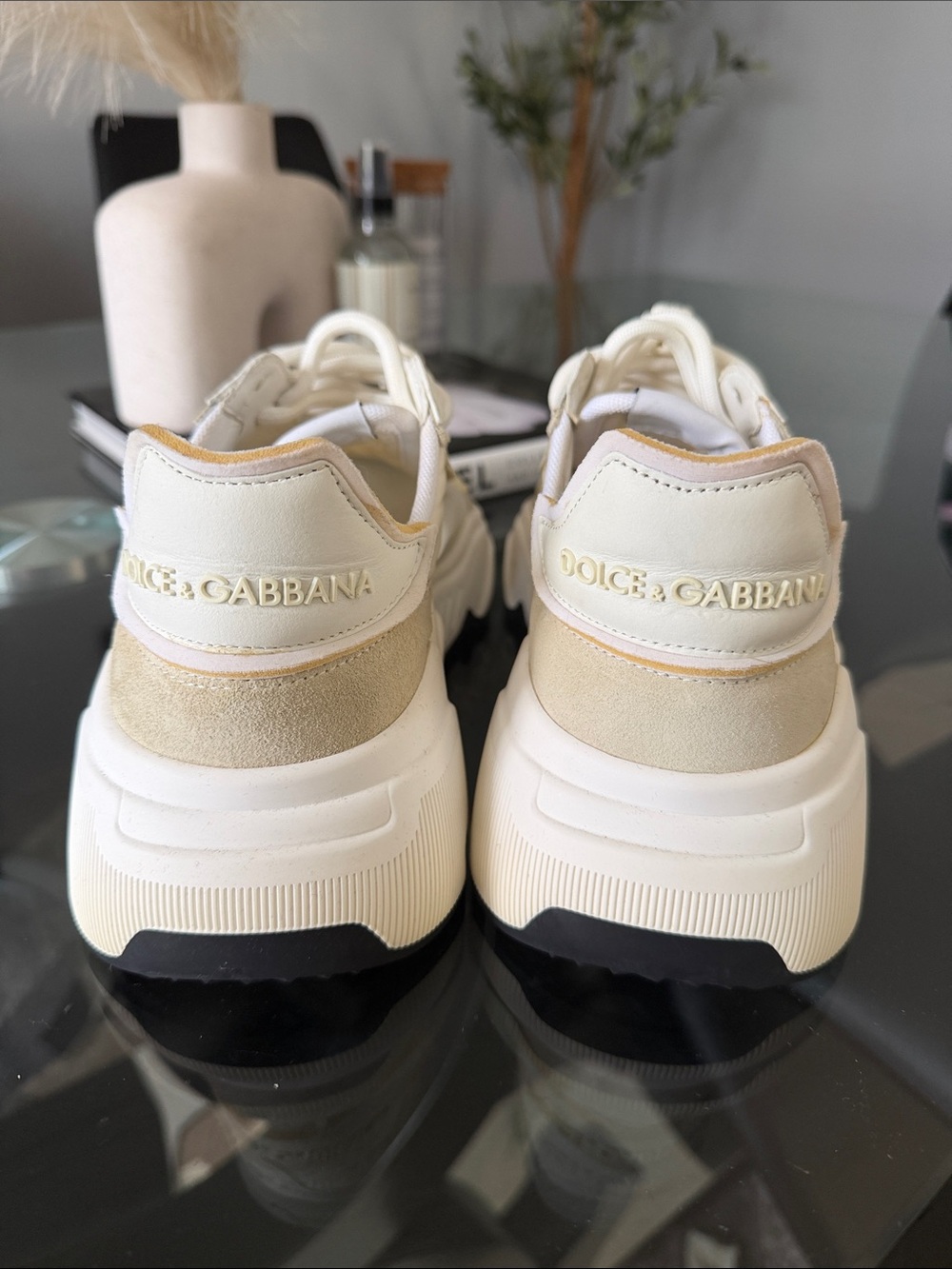 Dolce & Gabbana Cream and Black Platform Sneakers - Picture 2 of 5